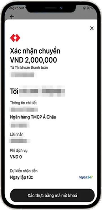 Bước 8: Kiểm tra lại thông tin người nhận lại 1 lần »» xác thực và nhập OTP »» đợi hệ thống cập nhật điểm  (chú ý: chụp lại hóa đơn chuyển tiền có hiện thị thông tin và nội dung)